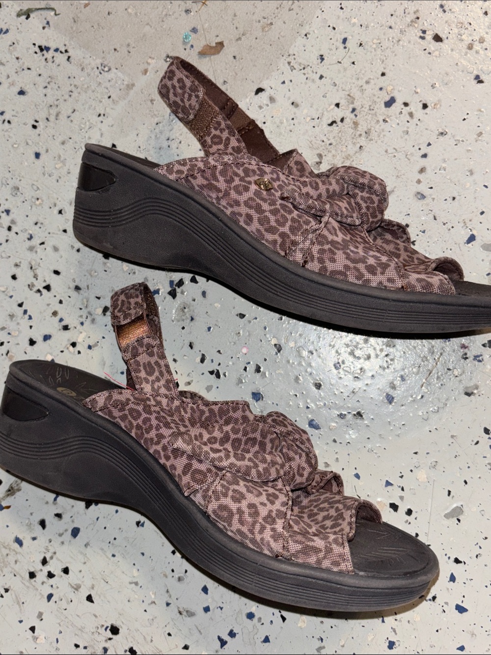 Bzees Black and Leopard Print Casual Sandals - Picture 3 of 7